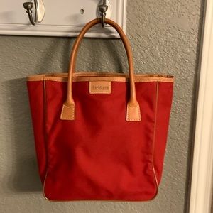 Hartmann Red Tote Bag with Leather Trim